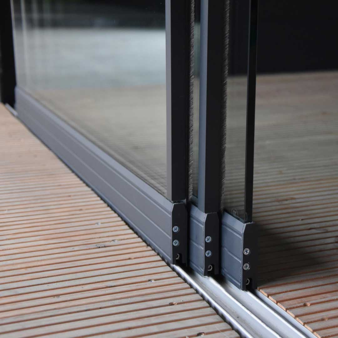Glazen schuifwand van 2650 mm tot 2880 mm breed (3x 980mm glas) - 3 railschuifwand 2 - Glazen Schuifwand 3 x 98 cm