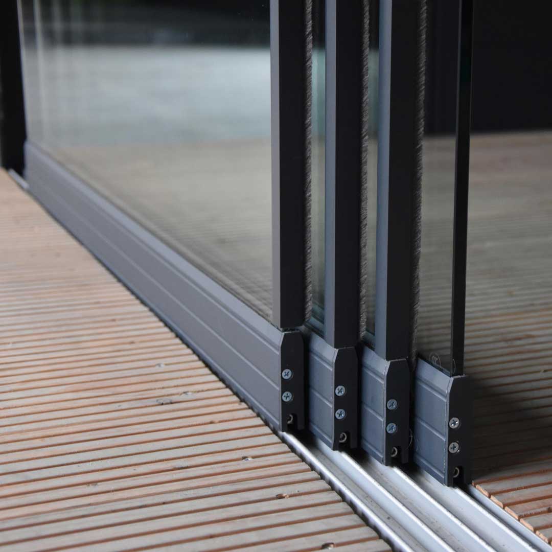 Glazen schuifwand van 3020 mm tot 3510 mm breed (4x 900mm glas) - 4 railschuifwand - Glazen Schuifwand 4 x 90 cm